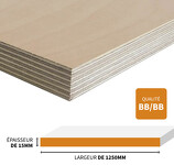 PANNEAU CONTREPLAQUÉ EN BOULEAU DE FINLANDE QUALITÉ BB/BB 2500X1250X15MM