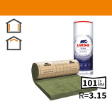 ISOLANT EN LAINE MINÉRALE ROULÉ URSA TERRA PRK 32 REVÊTU KRAFT 101 MM