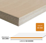 PANNEAU CONTREPLAQUÉ EN BOULEAU DE FINLANDE QUALITÉ BB+/EBB 3000 X 1500 X 6.5 MM