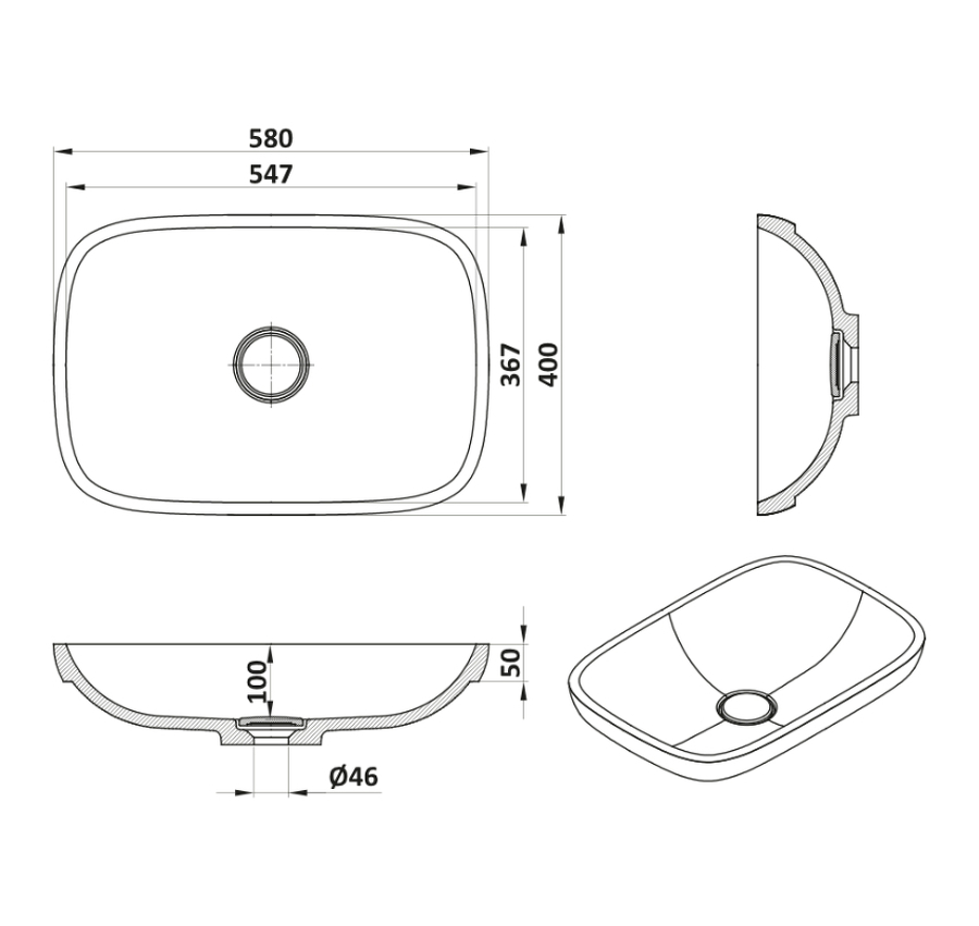 VASQUE DE SALLE DE BAIN GLORIA 580 V-UN