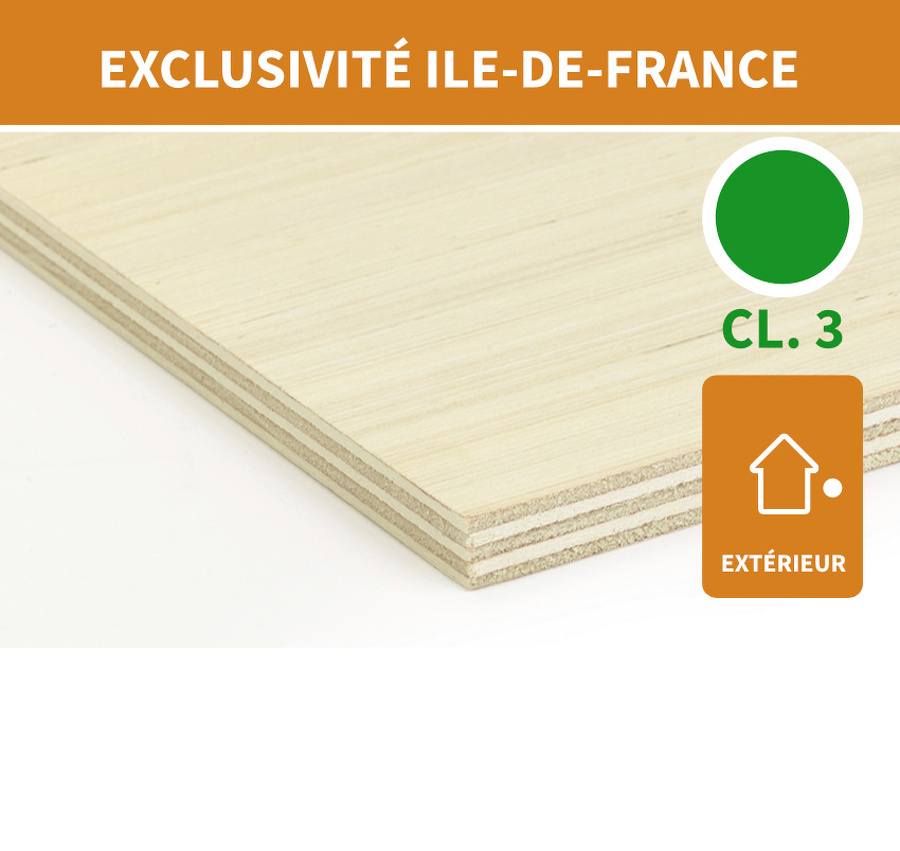 PANNEAU CONTREPLAQUÉ EN PEUPLIER FIL LONG CLASSE 3 POUR AMÉNAGEMENT EXTÉRIEUR 3120 X 2120 X 40MM