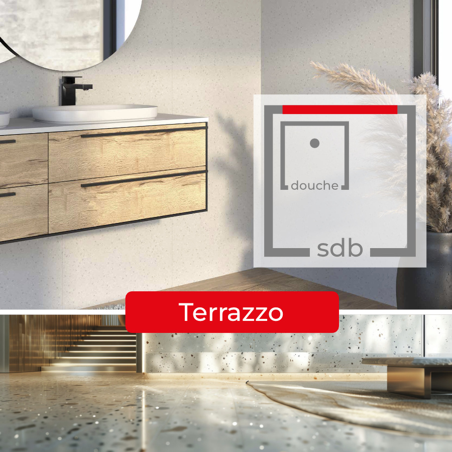 SOLUTION EN SOLID SURFACE KERRWALL - PANNEAU 2550 X 750 MM TERRAZZO