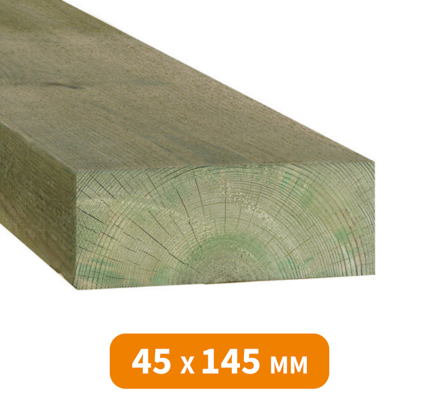 BOIS D'OSSATURE EN PIN DU NORD TRAITÉ CL4 AUTOCLAVE 45 X 145 MM