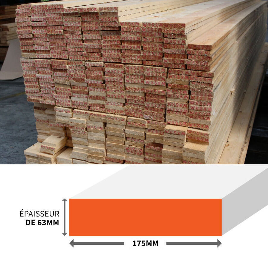 PLANCHE EN SAPIN ROUGE CHOIX NON-CLASSÉ 63X175