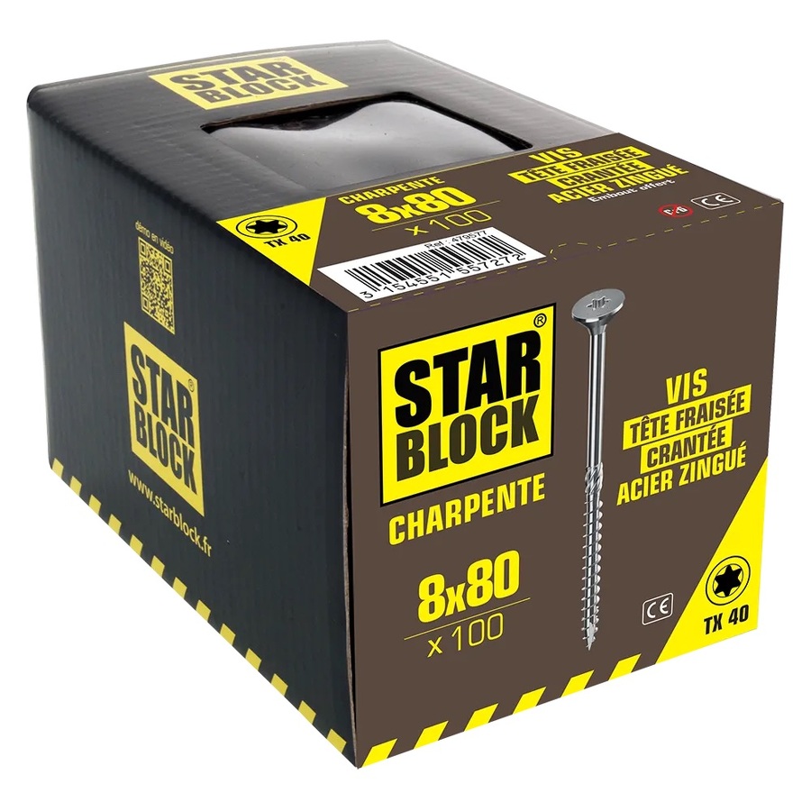 VIS STARBLOCK CHARPENTE 8x80 TÊTE LARGE