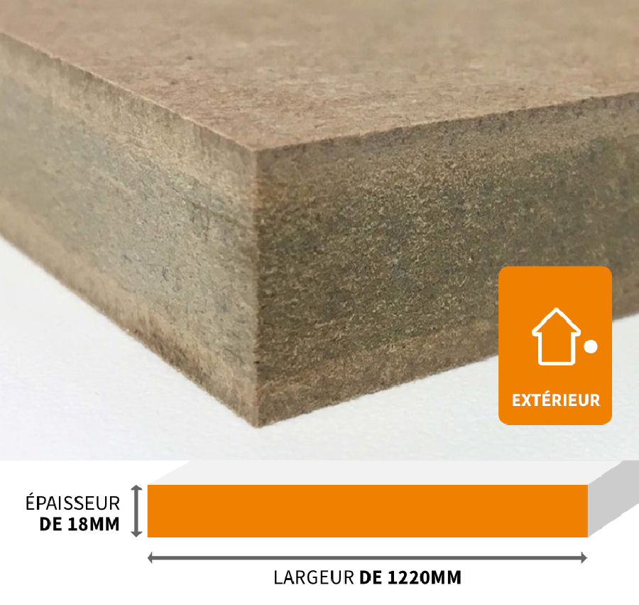 PANNEAU MDF POUR AMÉNAGEMENT EXTÉRIEUR MEDITE EXTERIOR 3050X1220X18MM