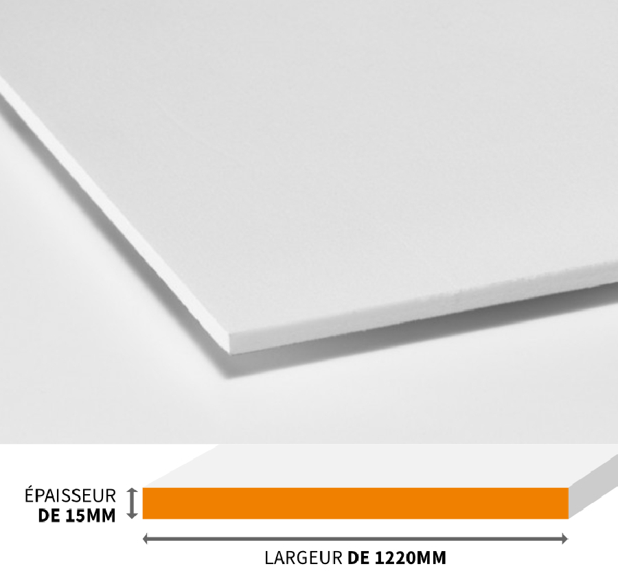 PANNEAU EN PVC BLANC EXPANSÉ 1220X15MM