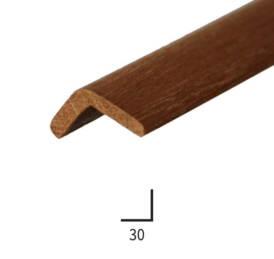 BAGUETTE D'ANGLE EN BOIS EXOTIQUE ROUGE 30MM