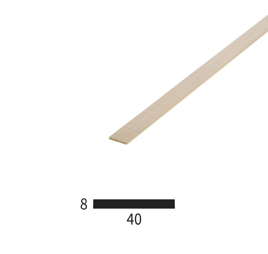 CHAMPLAT EN HÊTRE 2 BORDS DROITS 8X40MM