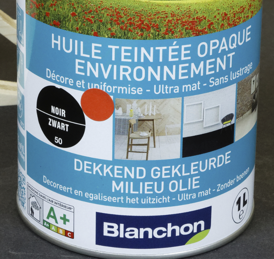 BLANCHON HUILE TEINTEE OPAQUE NOIR 1L ENVIRONNEMENT ULTRAMAT SANS LUSTRAGE DECORE & UNIFORMISE