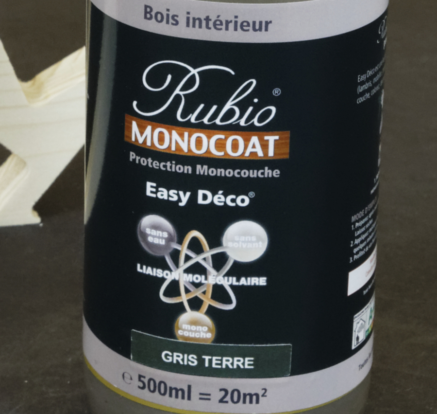 RUBIO EASYDECO HUILE GRIS TERRE 0,5L PROTECTION MONOCOUCHE BOIS INTERIEUR